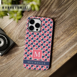 Customizable Dark Blue Pink Grey Geometric  Case-Mate iPhone 14 Pro Max Case