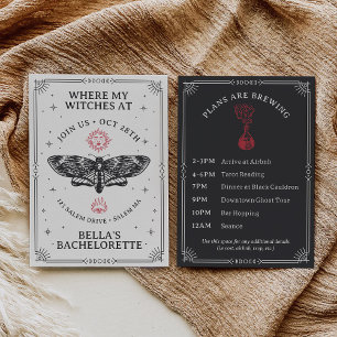 Customizable Dark Boho Coven Bachelorette Invitation