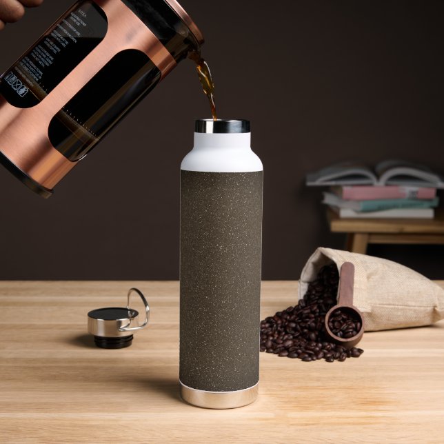 Customizable Dark Gray Speckled Water Bottle (Coffee)