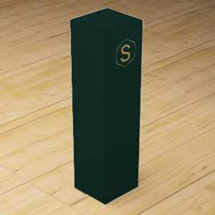 Customizable dark green monogram wine box
