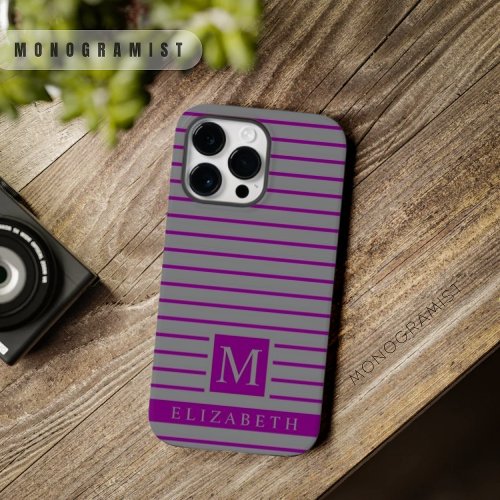 Customizable Dark Grey Purple Color Stripes  Case_Mate iPhone 14 Pro Max Case