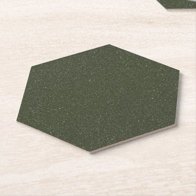 Customizable Dark Moss Green Speckled Coaster (Angled)