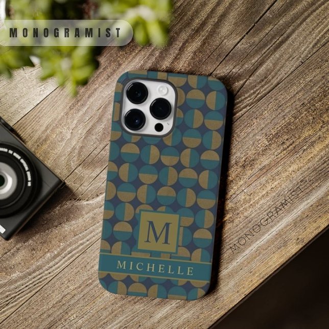 Customizable Dark Navy Blue Teal Green Geometric  Case-Mate iPhone Case (Customizable Dark Navy Blue Teal Green Geometric Case-Mate iPhone Case)