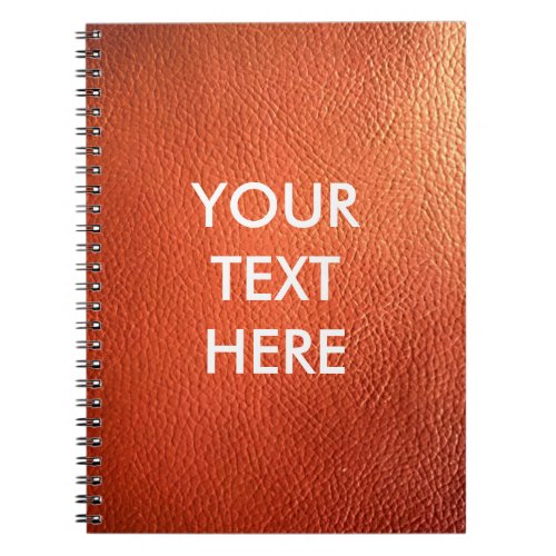 Customizable Dark Orange Leather Image Background Notebook