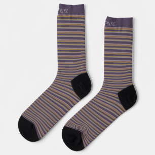 Customizable Dark Plum Purple Grey Stripes Socks