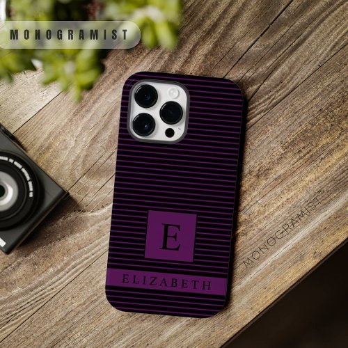Customizable Dark Purple Black Pink Color Stripes  Case_Mate iPhone 14 Pro Max Case