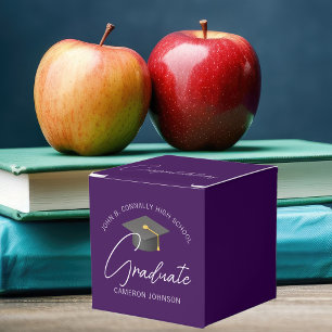 Customizable Dark Purple Modern Graduation Party Favor Boxes