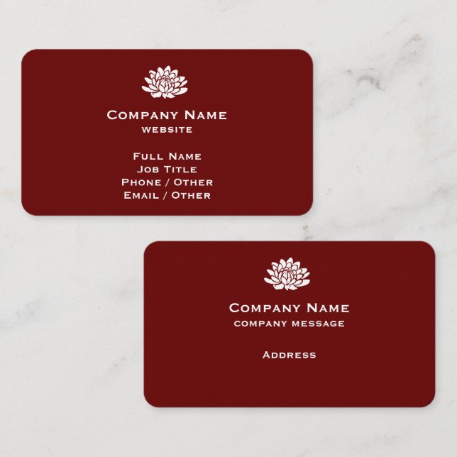 Customizable Dark Red Business Card (Front/Back)