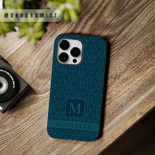 Customizable Dark Teal Blue Green Geometric  Case_Mate iPhone 14 Pro Max Case