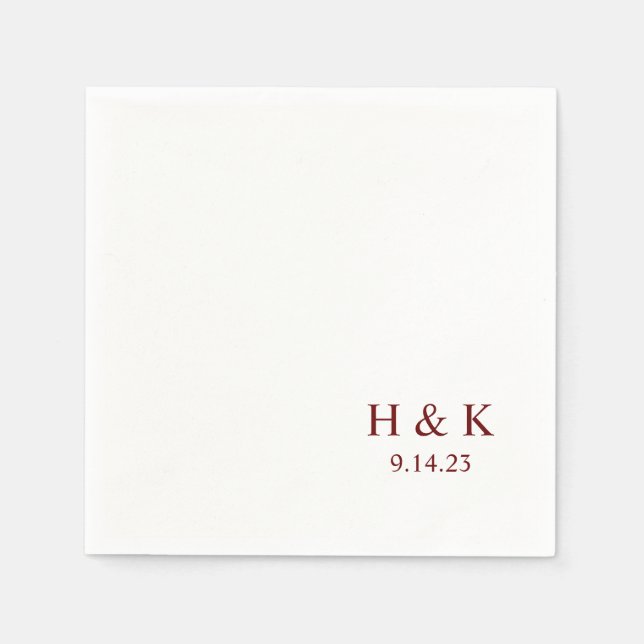 Customizable date Monogram Cocktail Napkins (Front)