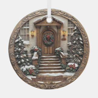 Customizable (date&name) beautiful carved/3D-look Glass Ornament