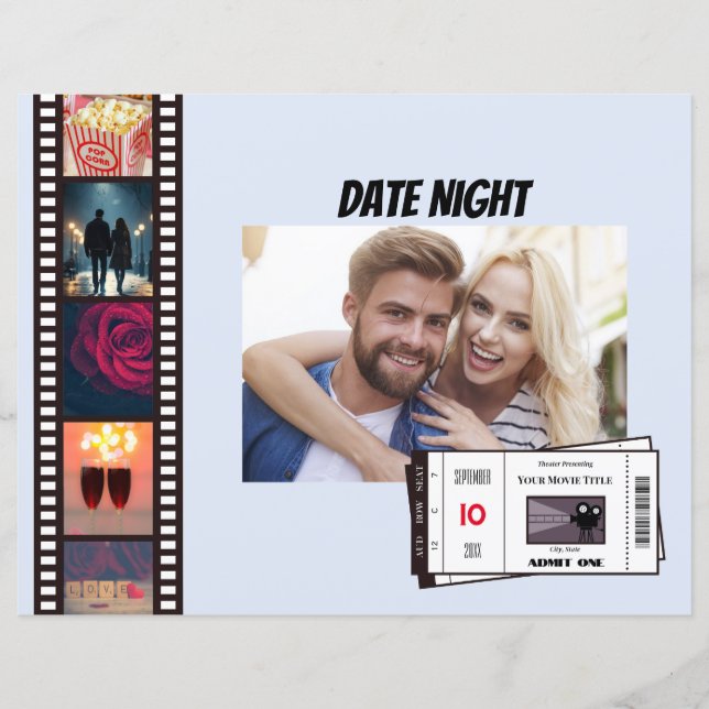 Customizable Date Night Movie Scrapbook Page (Front)