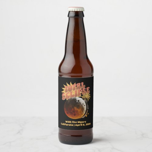 Customizable Date Total Eclipse Modern Vintage 90s Beer Bottle Label