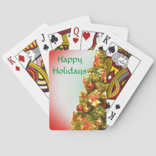 Customizable decorated christmas tree poker cards