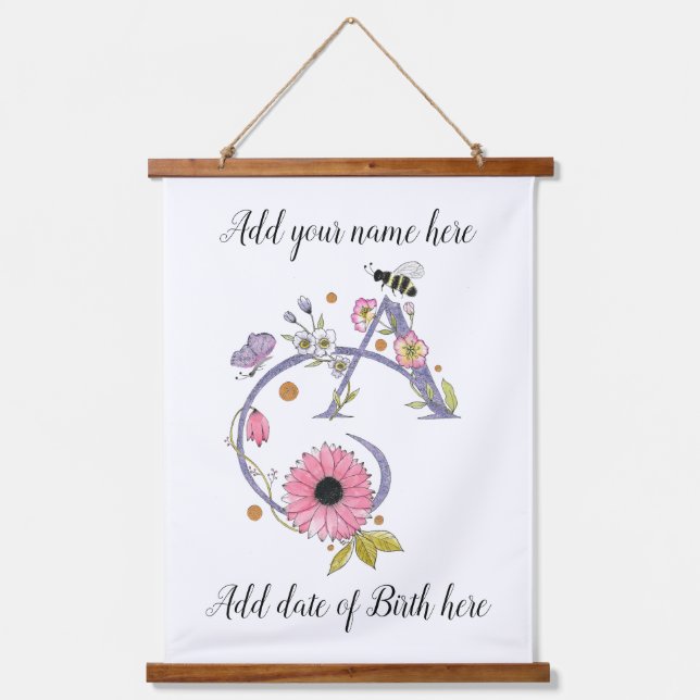 Customizable Decorated Letter A Hanging Tapestry (Front)