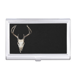 Customizable deer skull antler hunter business card case