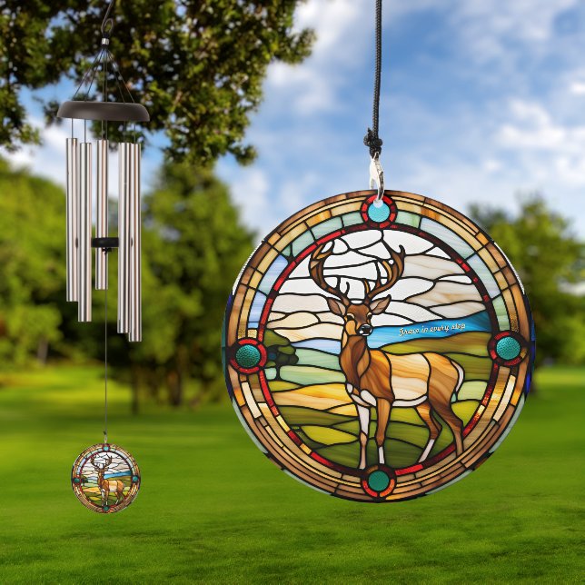 Customizable Deer Stained Glass Look  Wind Chime (Outdoor)