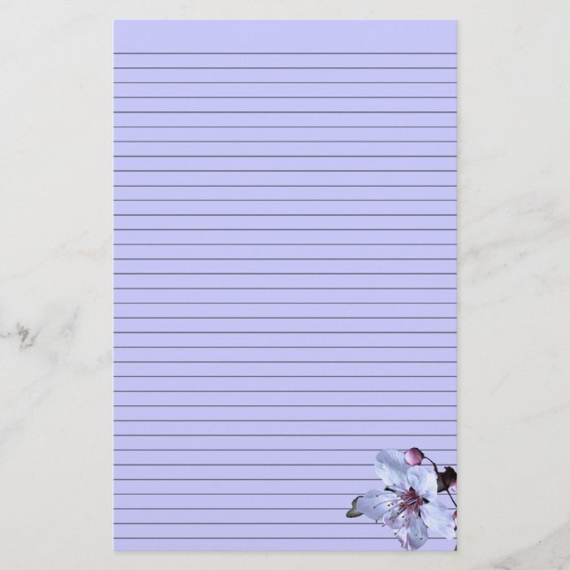 Customizable Delicate Flower Stationery - lined (Front)