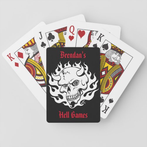 Customizable Demon Skull in Flames Playing Cards