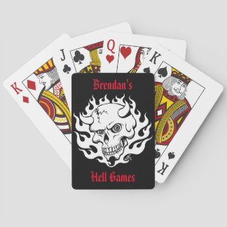 Customizable Demon Skull in Flames Poker Cards