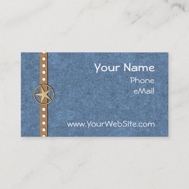 Customizable Denim Lonestar Business Cards (Front)