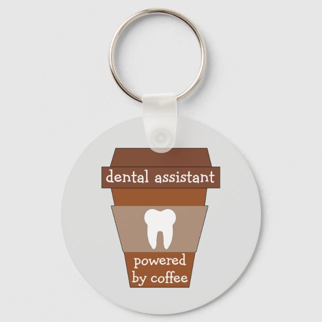 Customizable Dental Assistant Powered By Coffee Keychain (Front)