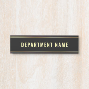 Customizable Department Name Template Black Gold Door Sign