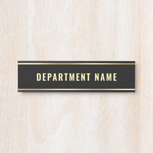 Customizable Department Name Template Black Gold Door Sign (Front)