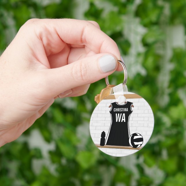 Customizable design netball black and white keychain (Hand)