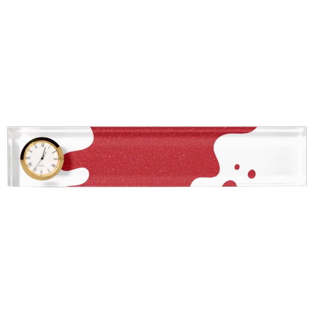 Customizable Desk Clock Nameplate – Red Noise (Front)