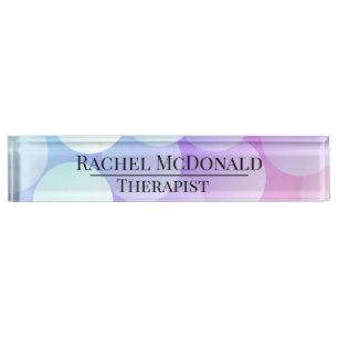 Customizable Desk Name Plate Bubbles Blue Purple