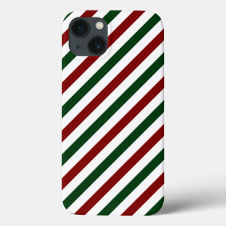 Customizable Diagonal Christmas Stripes iPhone 13 Case
