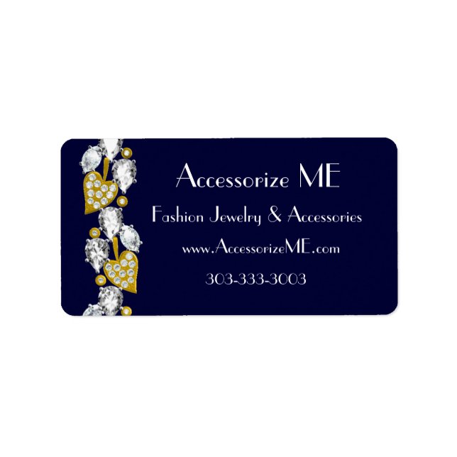 Customizable diamond jewelry-navy blue label (Front)
