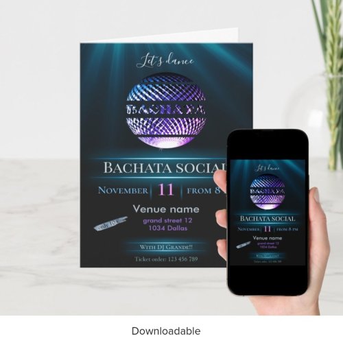 Customizable digital Bachata party invitation