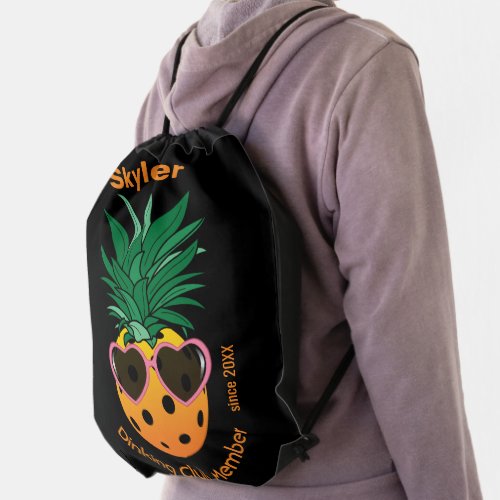Customizable Dinking club Pickleball pineapple Drawstring Bag