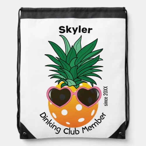 Customizable Dinking club Pickleball pineapple Drawstring Bag