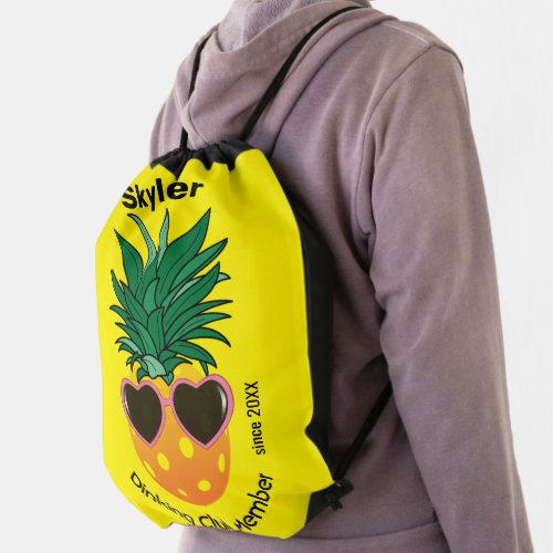 Customizable Dinking club Pickleball pineapple Drawstring Bag