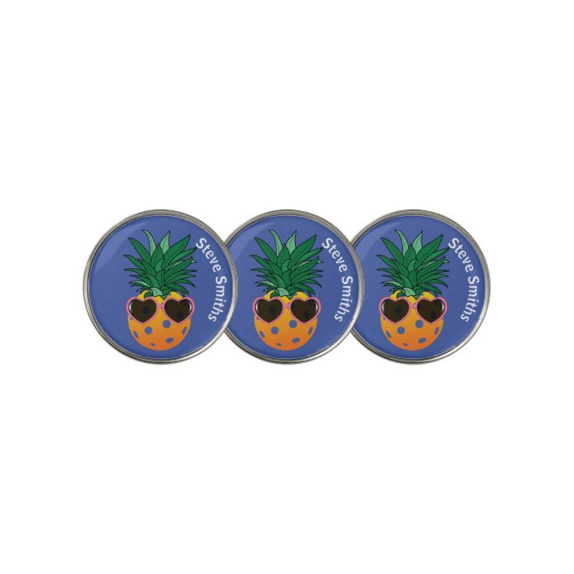 Customizable Dinking club, Pickleball pineapple  Golf Ball Marker (3 Up)
