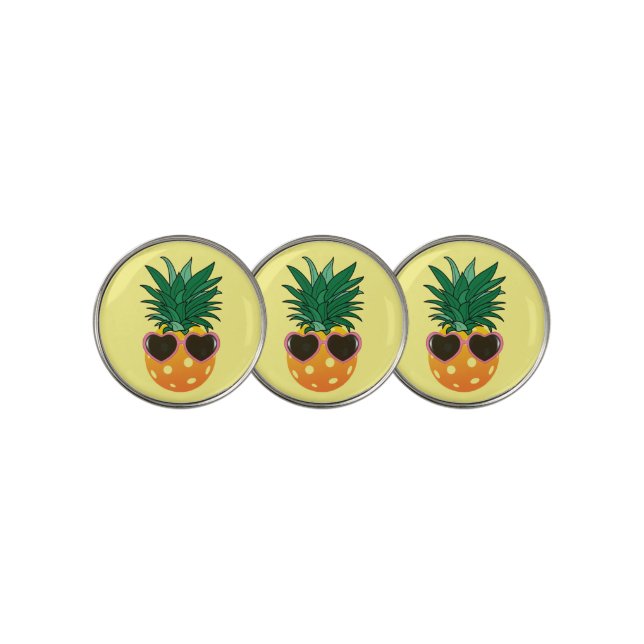 Customizable Dinking club, Pickleball pineapple Golf Ball Marker (3 Up)