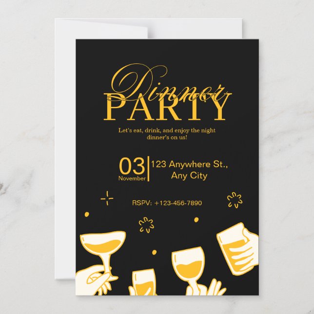 Customizable Dinner Party Invitation Card (Front)