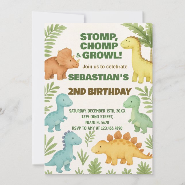 Customizable Dino Party Invite (Front)