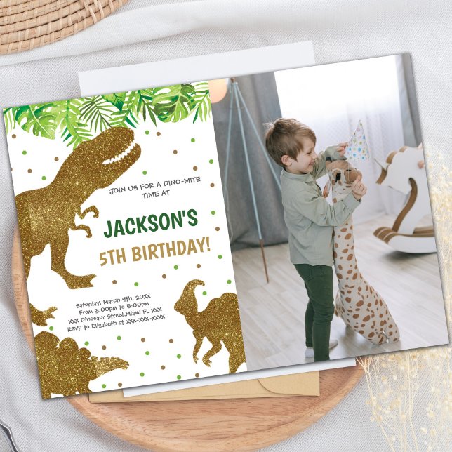 Customizable Dinosaur Party Invitations for Kids (Dinosaur Birthday Invitations with photo)