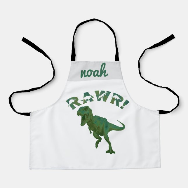Customizable Dinosaur Youth Chef Personalized Kids Apron (Front)