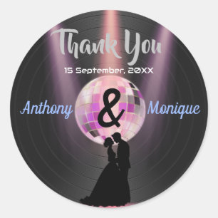 Customizable Disco Wedding Classic Round Sticker