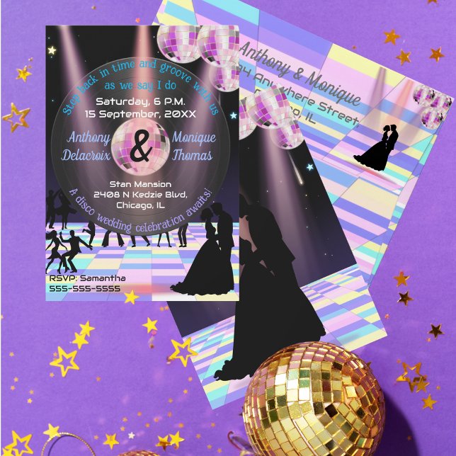Customizable Disco Wedding Invitation (Creator Uploaded)