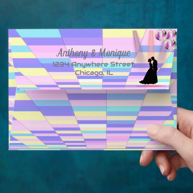 Customizable Disco Wedding Invitation Envelope (Hand)