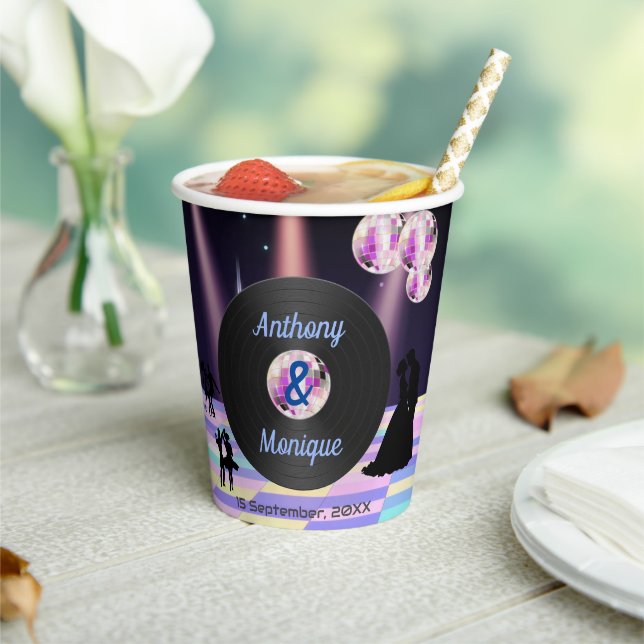 Customizable Disco Wedding Paper Cups (Insitu)