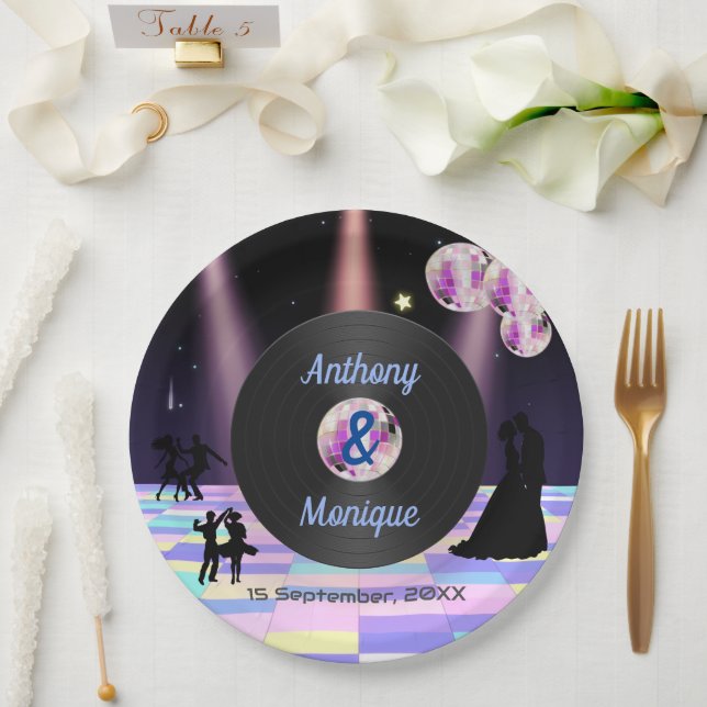 Customizable Disco Wedding Paper Plates (Wedding)