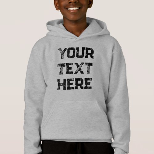 Customizable Distressed Text Font  Color Boys Hoodie