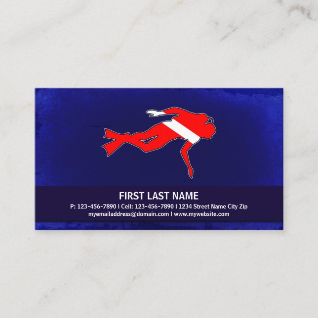 Customizable dive flag scuba diver business cards (Front)
